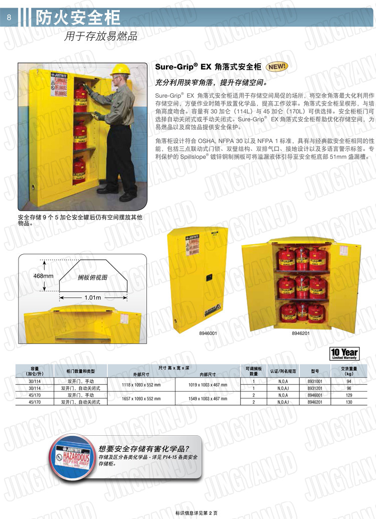 美國杰斯瑞特，防火安全柜，justrite防火柜，justrite安全柜，防爆柜justrite