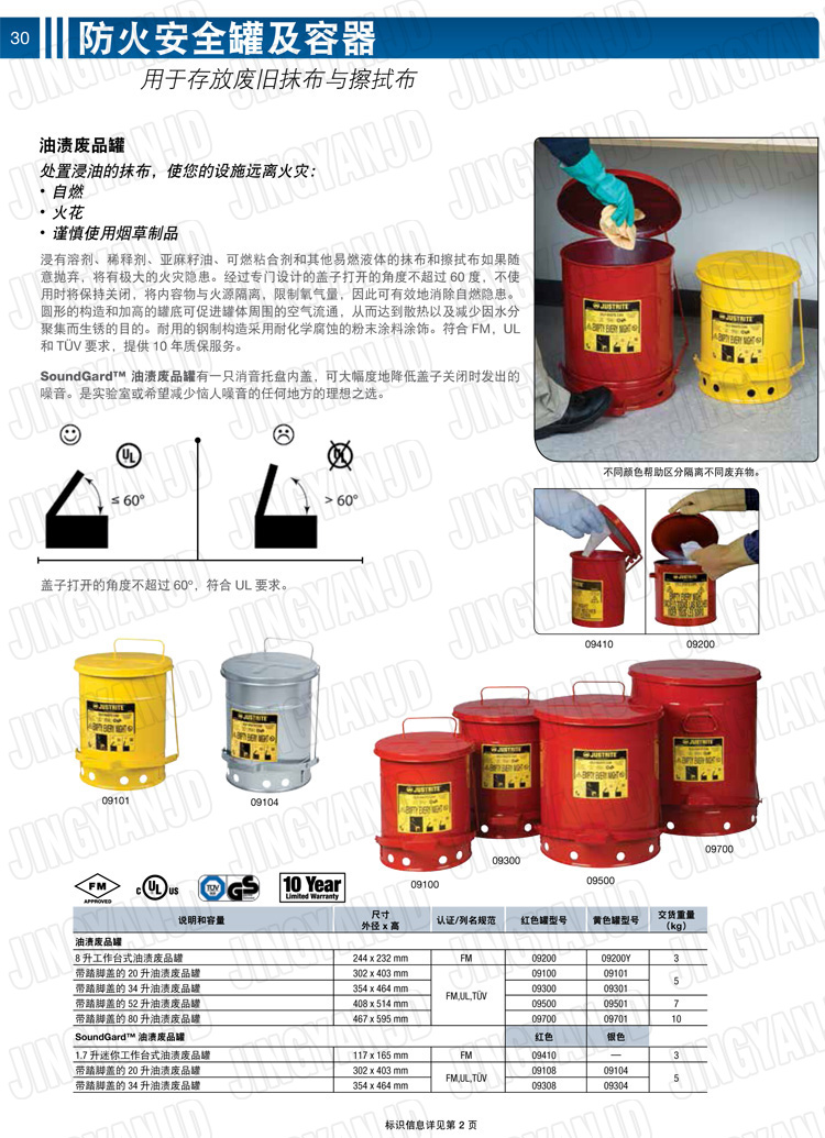 美國杰斯瑞特，JUSTRITE，活塞安全罐，盛漏式活塞罐，化學(xué)品分裝罐，